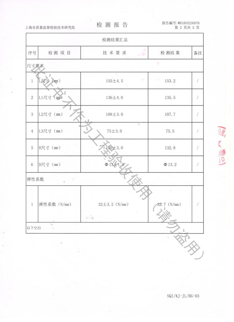 2018年JB型風機彈簧減振器檢驗報告